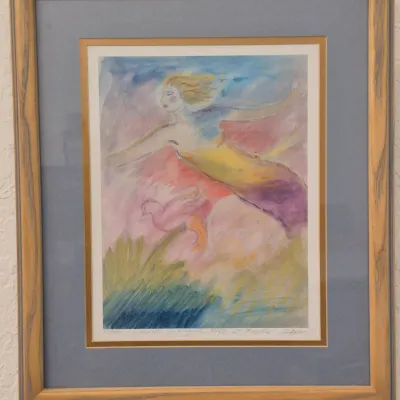 Framed and matted limited edition print titled "Singing Out Your Song of Power," featuring a whimsical watercolor-style...