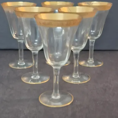 1930-1967 Tiffin-Franciscan "Rambler Rose Clear" Set of 6 Water Goblets