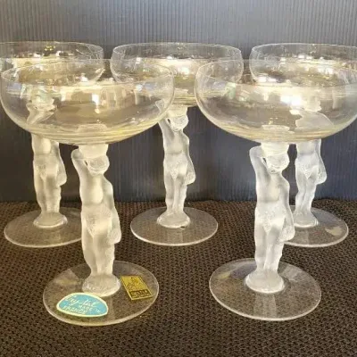 Vintage Bayel Bacchante Crystal Champagne Glasses (LR)