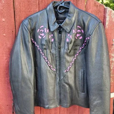 Women's Black Leather Jacket (LR)