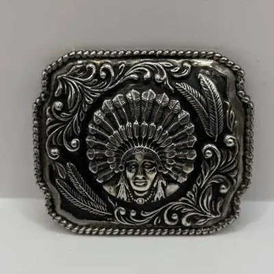 Large Marco D. Martin Sterling Silver Chief Belt Buckle