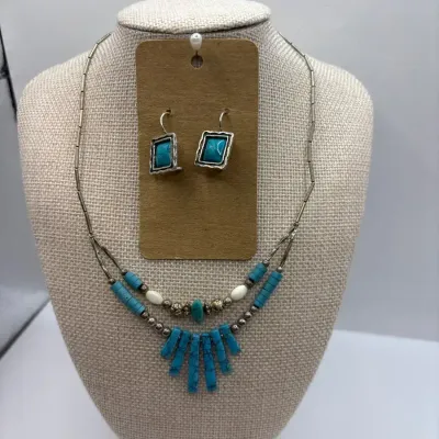 Silpada Sterling Silver & Turquoise Earrings and Necklace 16" 