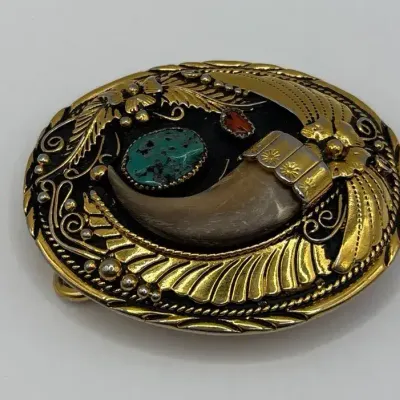 Gold Tone Bear Claw Belt Buckle 