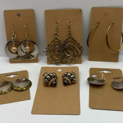 Earrings Lot (6 Pair) Gold/Silver Tone 