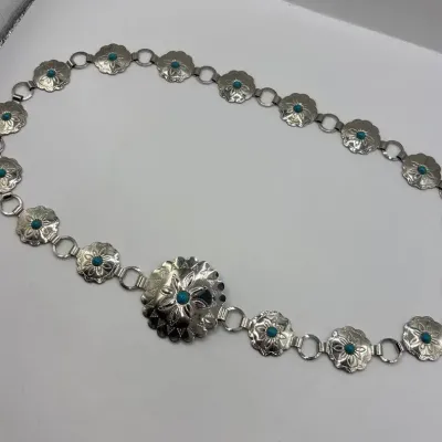 Concho Faux Turquoise Belt (not Sterling Silver)