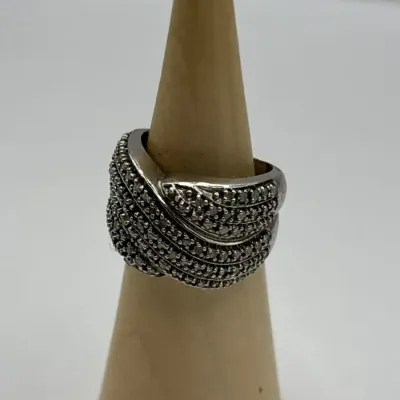 Sterling Silver Diamond Ring Size 7