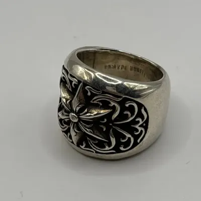 Heavy Chrome Hearts Brand Sterling Silver "Oval Star" Ring (Size 9)