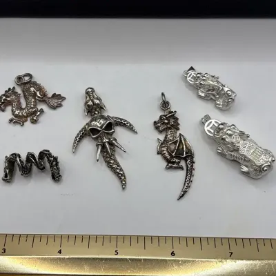 Sterling Silver Dragon Charms and Pendants