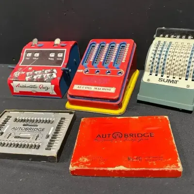 ‘50’s Wolverine Arithmetic Quiz & Adding Machine, Summit & Auto Bridge