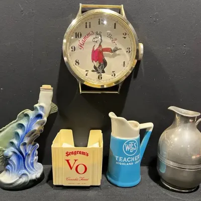 Hamms, Jim Beam, Seagrams, Teachers, Universal Barware 