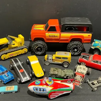 Vintage Tonka 4x4 Pressed Steel Pick Up Truck, Tonka Loader + More Vehicle Collection