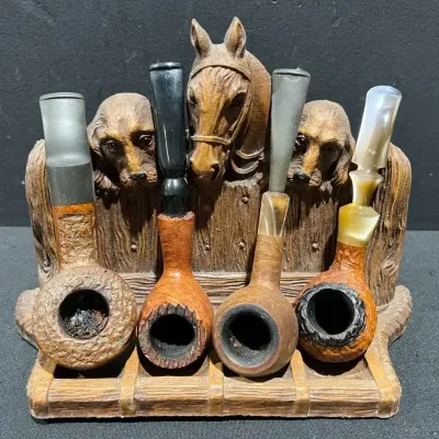 Vintage Syroco Pipe Stand, Butz Choquin, Briar, Dr Grahow Freestanding Pipe Collection