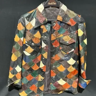 Patchwork Fish Scale Leather Jacket