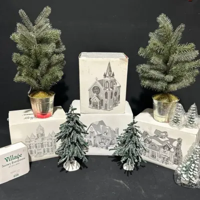 Department 56 Collection With Trees & 2 Totes