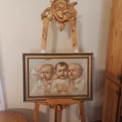 Sale Photo Thumbnail #76: very old baby picture on lovely wooden easel priced separtately