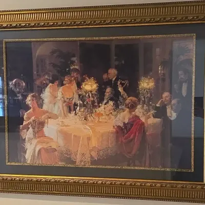 Jules-Alexandre Grün “The End of Dinner” 1913 Belle Époque Framed Art Print