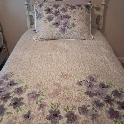 Twin Bed With Coordinated Floral Bedding (2 of 2) 