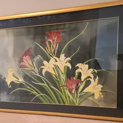 Original Parker Harlowe 1987 Signed Daylilies Watercolor Painting