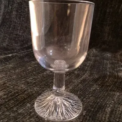 Vintage Clear Glass Goblet – Starburst/Ribbed Footed Base