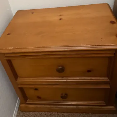 Rustic Pine 2-Drawer Nightstand – Natural Wood Bedside Table