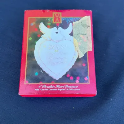 2000 “Our First Christmas Together” Porcelain Heart Ornament