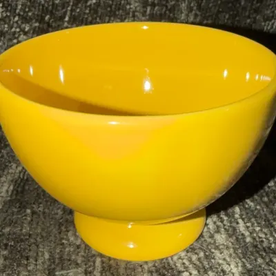 Vintage Mustard Yellow Glazed Ceramic Footed Bowl or Planter