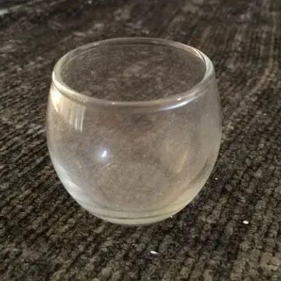 Small Clear Glass Round Votive Candle Holder / Mini Vase