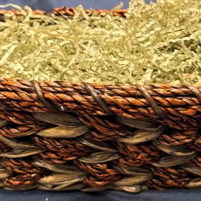 Handwoven Wicker Storage Basket Rectangular Braided Seagrass Gift Basket Decor