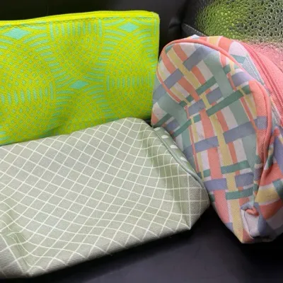 Clinique Cosmetic Makeup Bag Lot of 3 Travel Pouches Plaid Green GWP