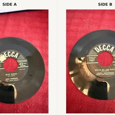 Leroy Anderson and His “Pops” Concert Orchestra – “Blue Tango” / “Belle of the Ball” – Decca 45 RPM,