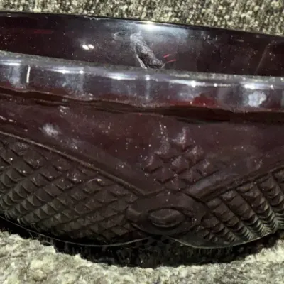 Avon Ruby Red Glass Bowl with Scalloped Rim – Approx. 9”