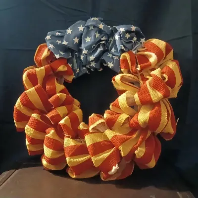 Handmade Patriotic American Flag Ribbon Wreath