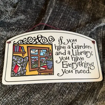 Spooner Creek “Garden and Library” Ceramic Wall Plaque