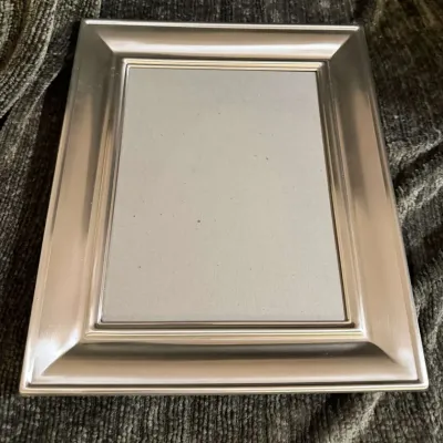 Aaron Brothers "Drama" Brushed Silver Picture Frame, Wide Beveled Border, Easel Back or Wall Hang, P