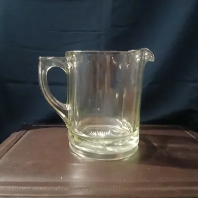 Vintage Clear Glass Paneled Water Pitcher – 7”
