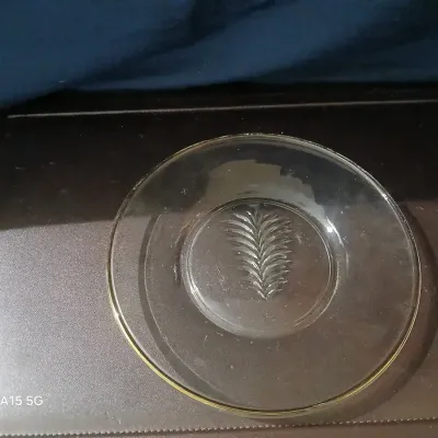 Vintage Clear Glass Serving Bowl with Fern Design