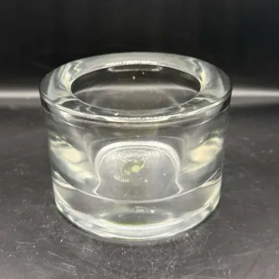 Modern Heavy Clear Glass Tealight Candle Holder, Thick Round Cylinder, Minimalist Scandinavian Style