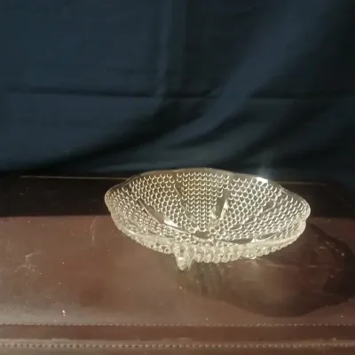 Vintage Pressed Glass Three-Footed Serving Bowl
