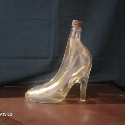 Vintage Clear Glass High-Heel Shoe Figural Bottle