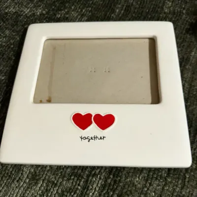 Russ “Together” Double Heart Ceramic Photo Frame
