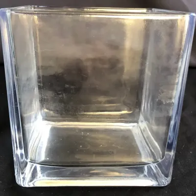 Clear Square Glass Vase or Candle Holder – Modern Heavy Glass Décor