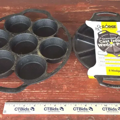 Sale Photo Thumbnail #29: New Lodge Cast Iron Wedge Pan & Cast Iron Muffin Pan