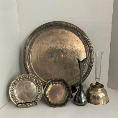 International Silver Plated Lot - Denmark Vase, Trays, More