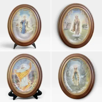 Vintage Bradford Exchange "Visions of Our Lady" Framed Collector Plates Set