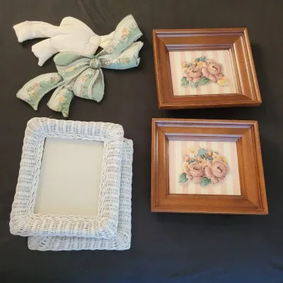 Cottagecore Decor Lot - Frames, Textile Art