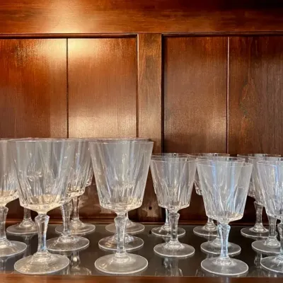 Cristal D'Arques Versailles Water Goblets, Wine Glasses, 17 Pc