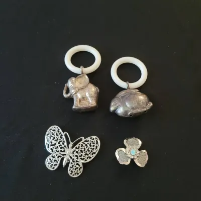 Costume Jewelry Lot - Brooches, Bells