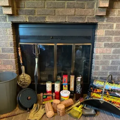 Complete Fireplace Accessory Kit – Heavy Duty 4-Piece Tool Set, Leather Hearth Gloves & More