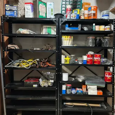 Two Black Metal Shelves