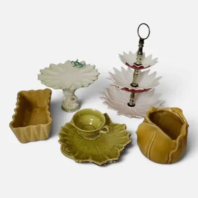 Vintage Steubenville Woodfield Leaf Tea Set & Ceramic Serveware Cakestands,Teacup, Vase MORE
